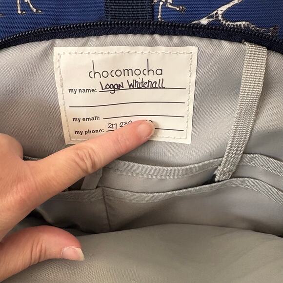 Choco Mocha Dinosaur Print Bones Fossils Backpack Blue - Picture 4 of 6